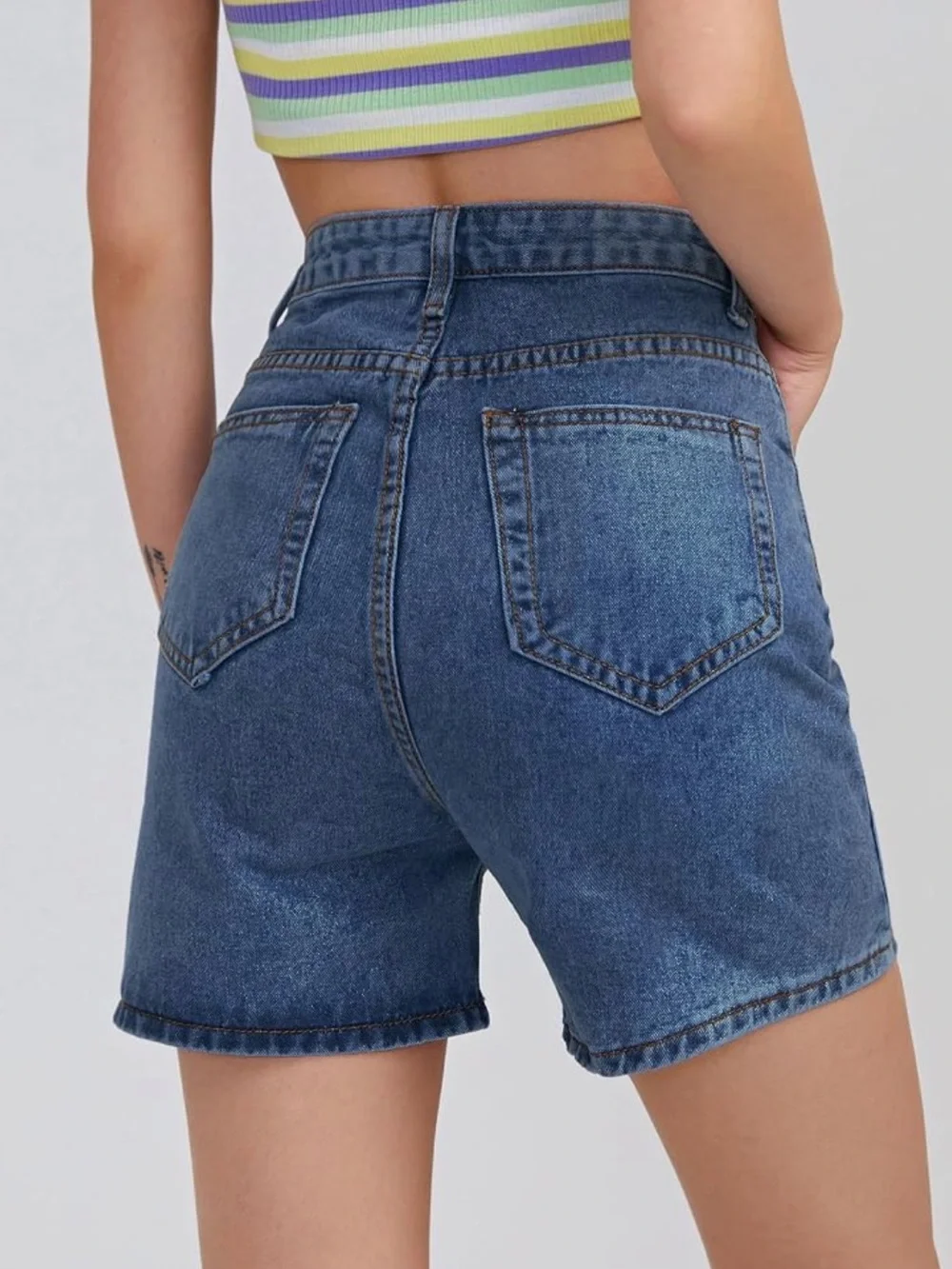 Women’s High-Waist Blue Denim Shorts